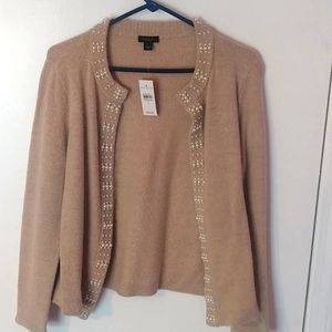 Ann Taylor Factor Tan Cardigan Size Small